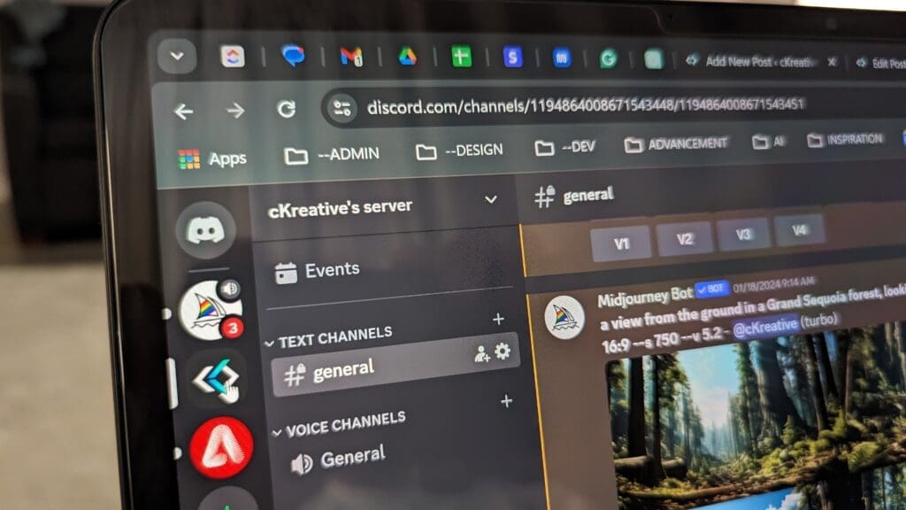 up close shot of a laptop screen with Discord website
