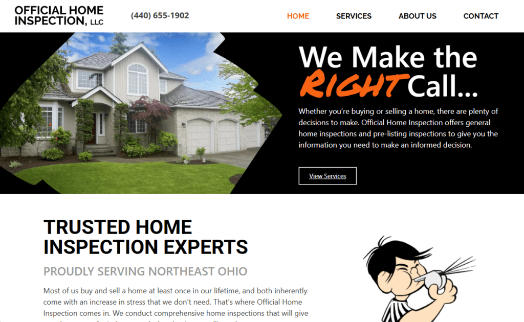 Official Home Inspection website screenshot