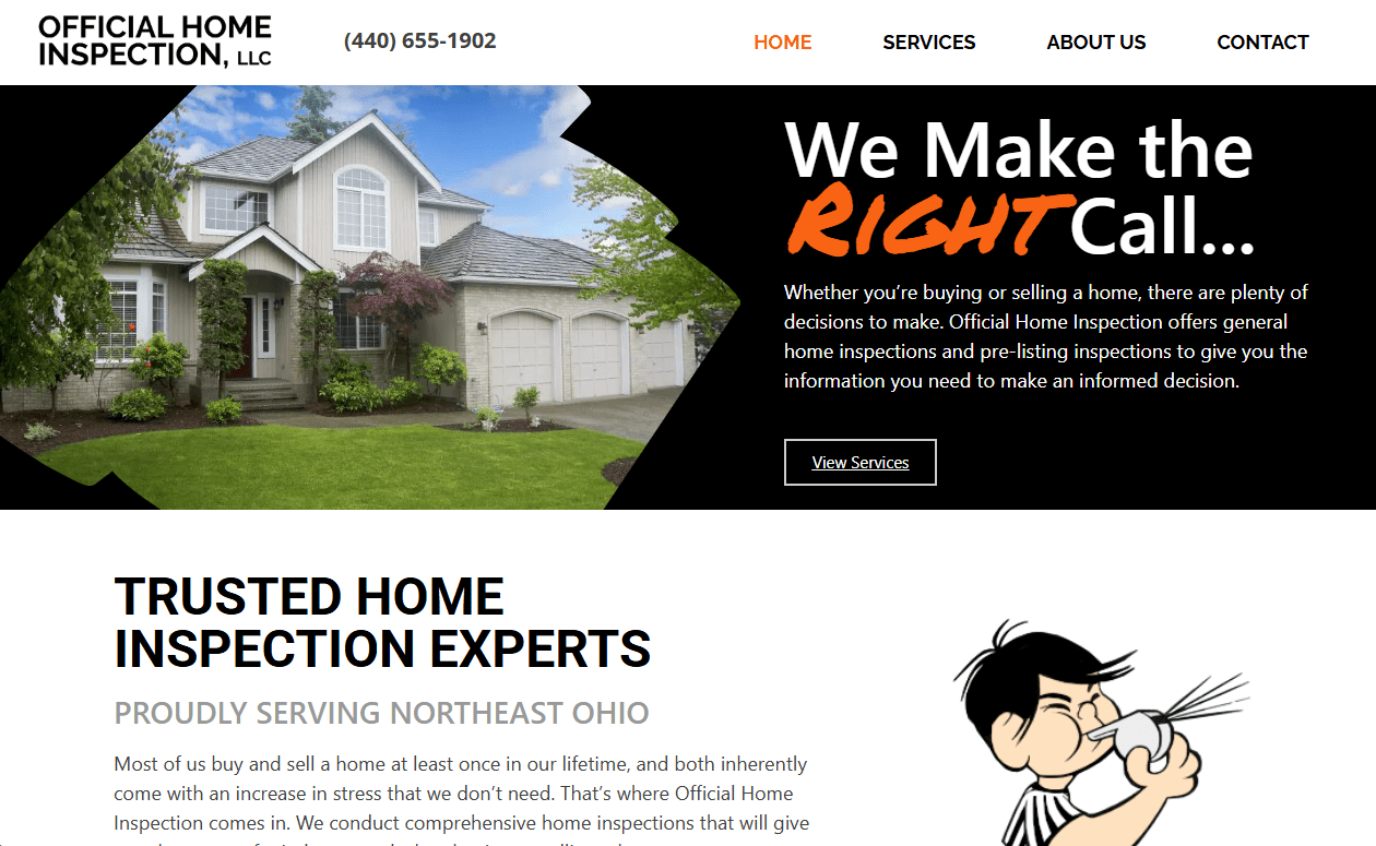 Official Home Inspection website screenshot