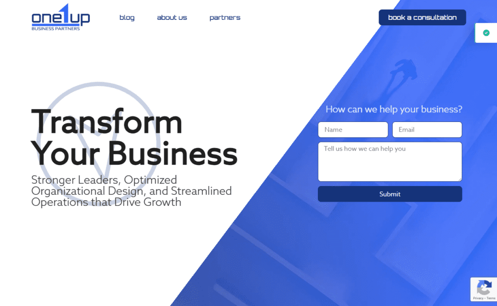 OneUp Business Partners website screenshot