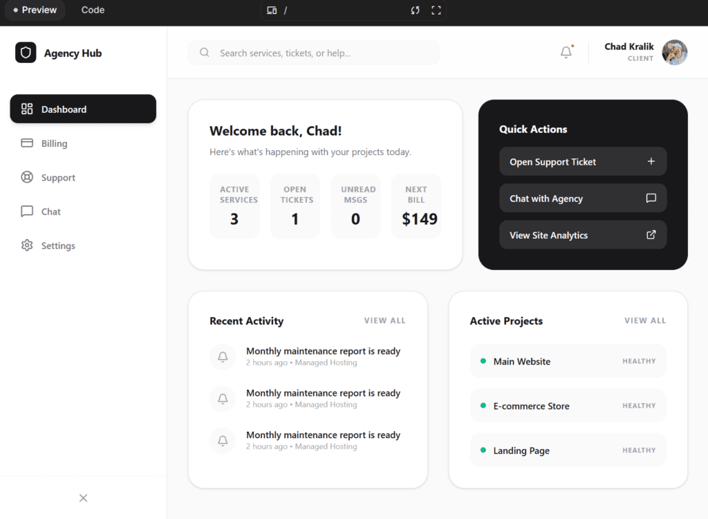 AI Studio Initial build of SiteHub